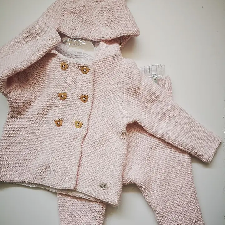 Hooded Knitted Pink 2pcs Set V21133