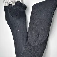 Black Pom Pom Knee High Socks 0-24 months