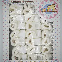 Knitted loose bootees -White only -S404-W