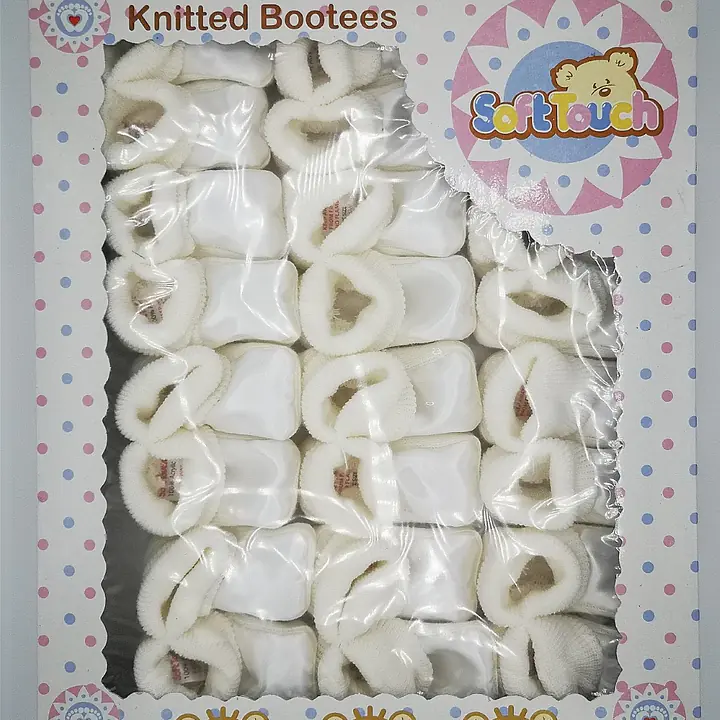 Knitted loose bootees -White only -S404-W