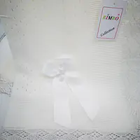 Crochet lace and ribbon shawl White Ref 5