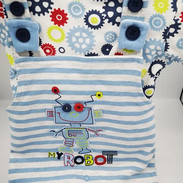 Dungaree with Printed Shirt "My Robot"