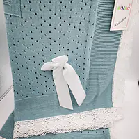 Crochet lace and ribbon shawl Teal