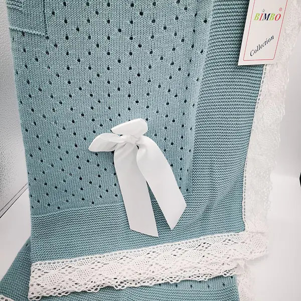 Crochet lace and ribbon shawl Teal