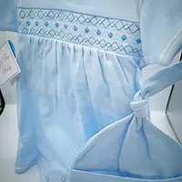 Sky Blue Romper with Smock 8388