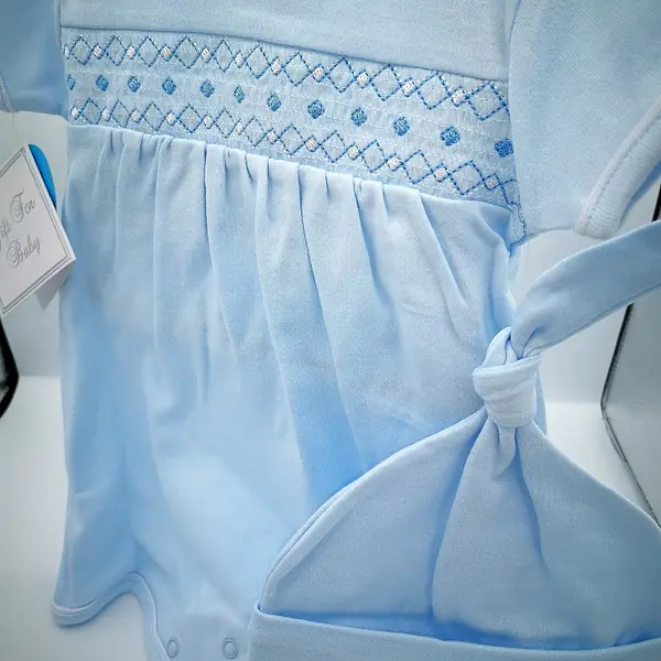 Sky Blue Romper with Smock 8388