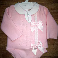  Knitted 2pc- Trelllis & 2 Bows 2225 pink