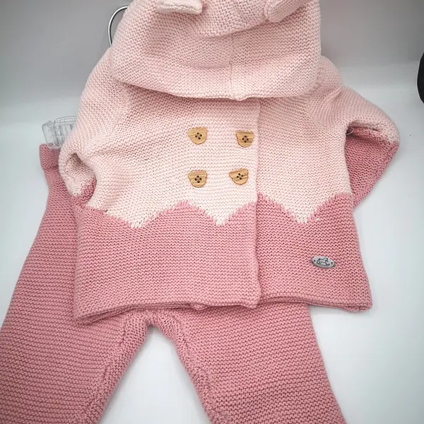 Hooded Knitted Pink Set 24263