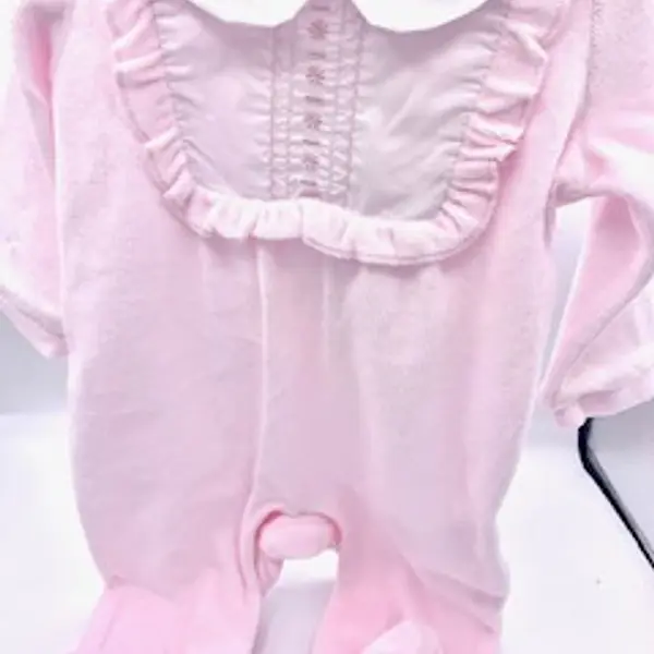 Pink Velour with Bib  and Flowers 24482