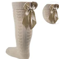  Girls Satin Bow Knee High Socks -Camel
2-6 yrs 