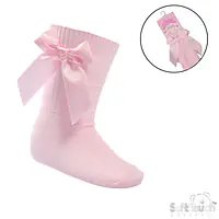 Pink Knee-High Socks w Satin Bow 141