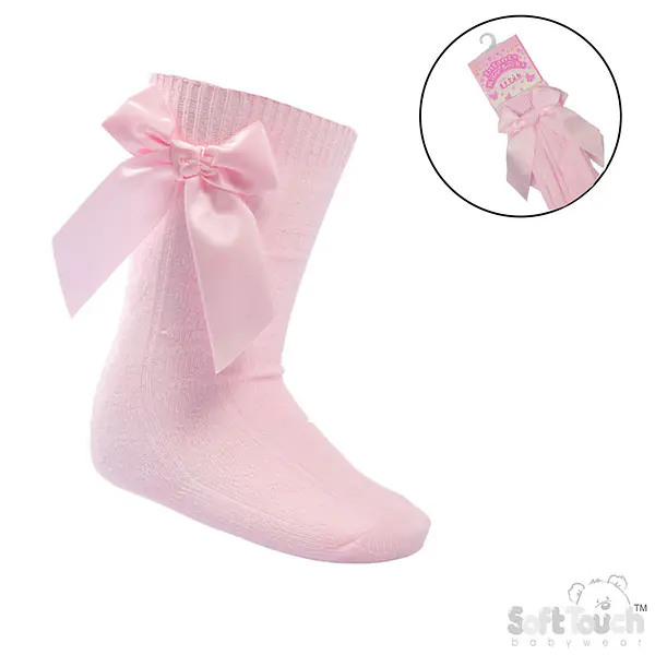 Pink Knee-High Socks w Satin Bow 141