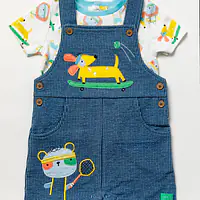 Dungaree and T-shirt "Let's Play" 04096