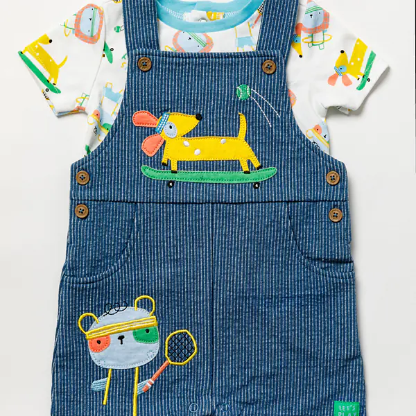 Dungaree and T-shirt "Let's Play" 04096
