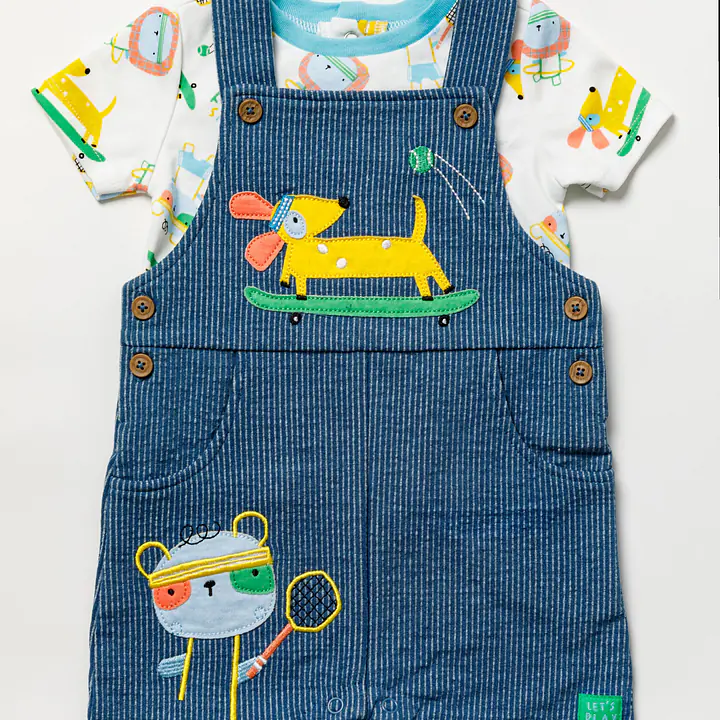 Dungaree and T-shirt "Let's Play" 04096