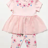 Pink Legging set "Flowers" 03441