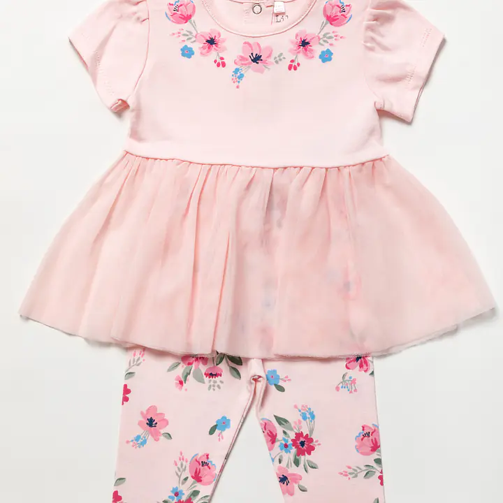 Pink Legging set "Flowers" 03441