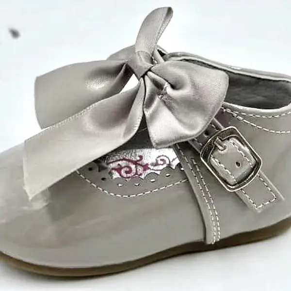 Kylie Satin Bow Shoes -Grey 