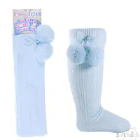 Sky Blue Pom Pom Knee High 12-24 months