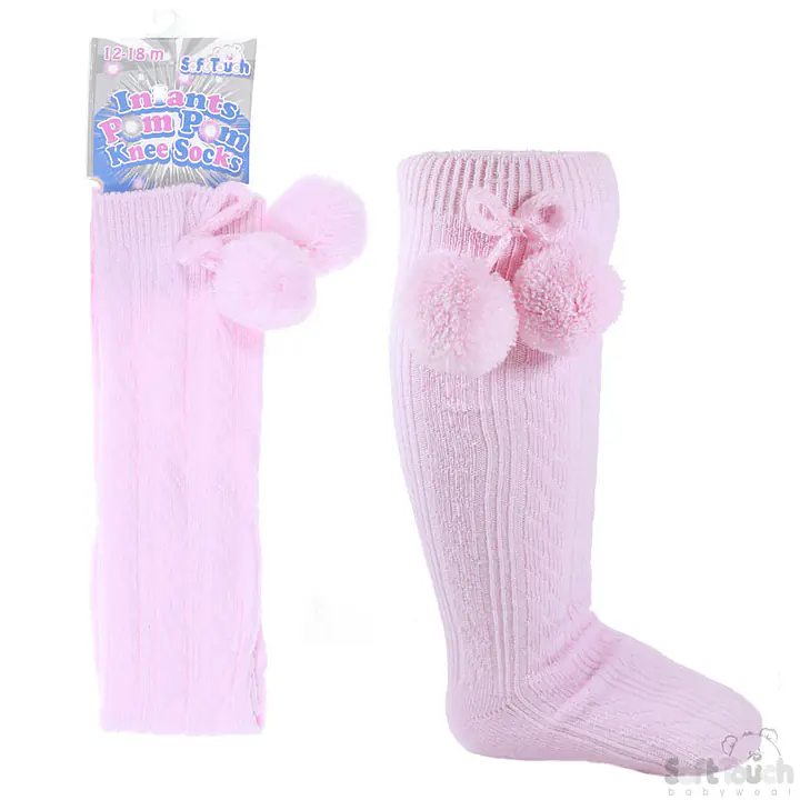  Pink Pom Pom Knee High 12-24 months