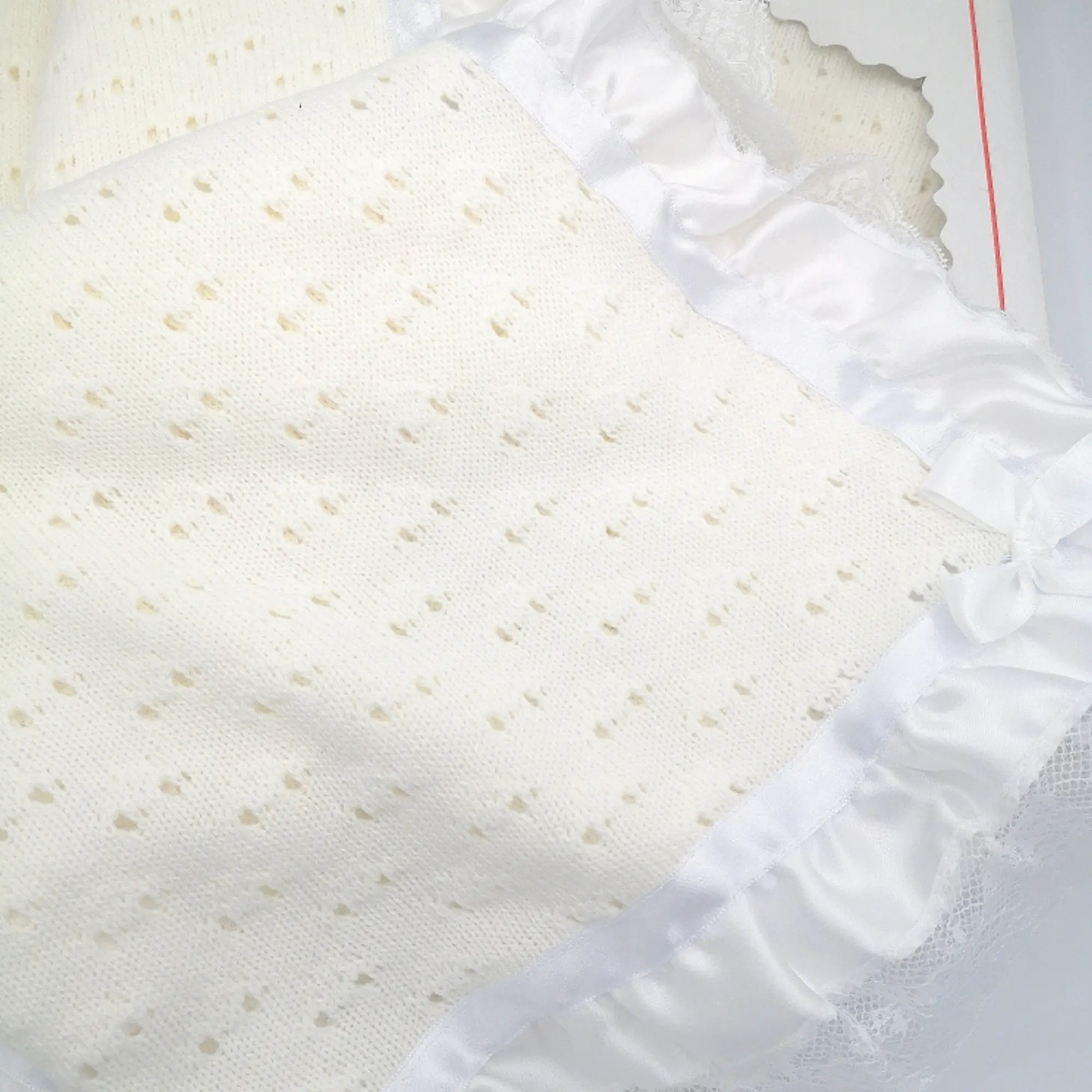 Christening Shawl with satin & lace border 1024
box & loose shawl shown 