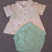 Boys Mint Polka Dot Smock Shirt Set 4204