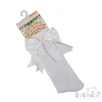 White Knee-High Socks with Satin Bow 350-W