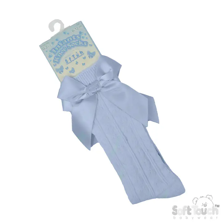 Sky Blue Knee-High Socks w Satin Bow 141