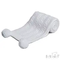 Knitted Cable Pom Pom Wrap 800
 White 