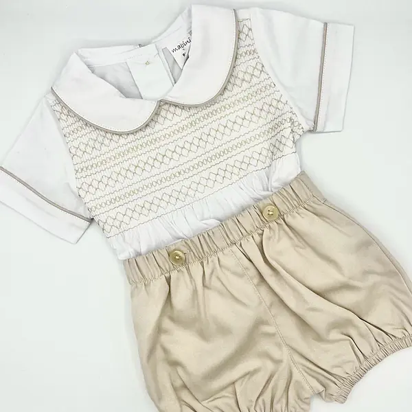 Cream smock shirt set 1081