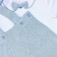 Striped Blue Shirt & Shorts Set with bow tie & braces 2999