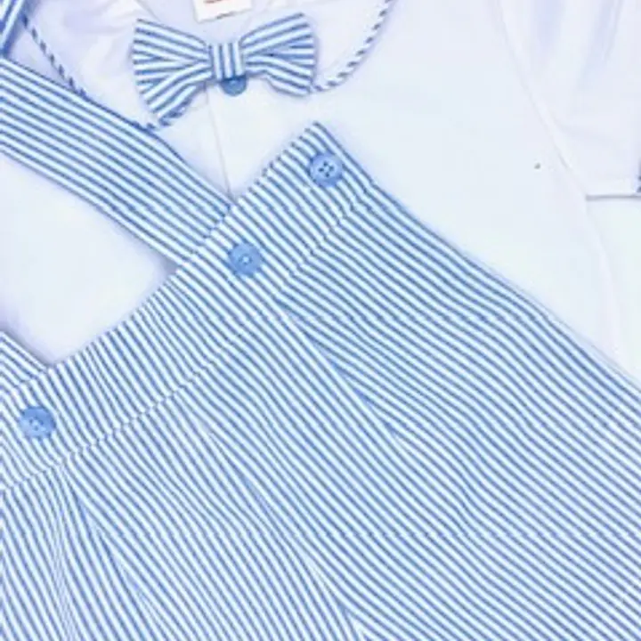 Striped Blue Shirt & Shorts Set with bow tie & braces 2999