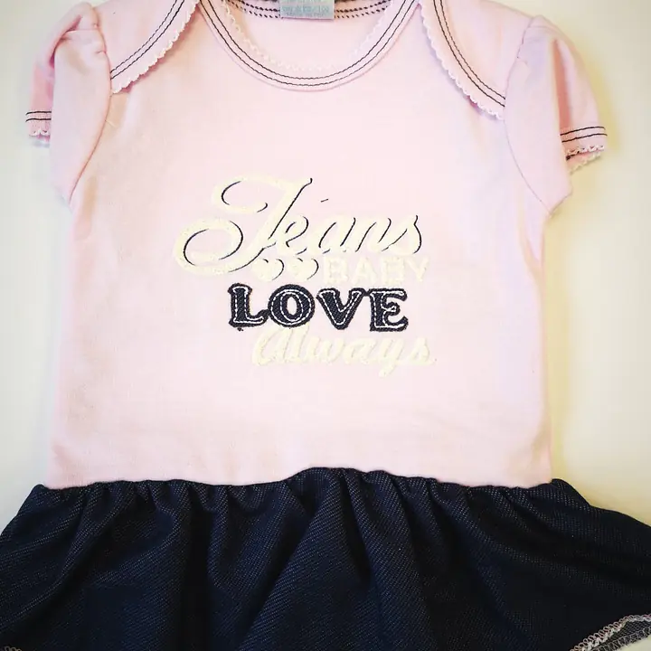 Pink and denim look blue dress 155