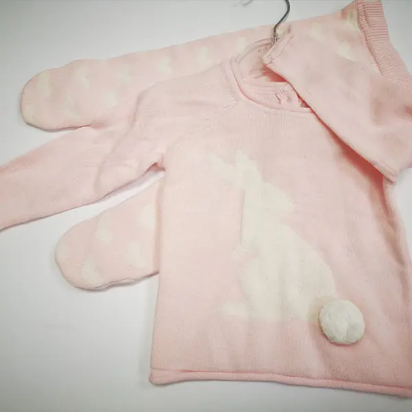 Pink Knitted Pram Suit "Rabbit" 20853