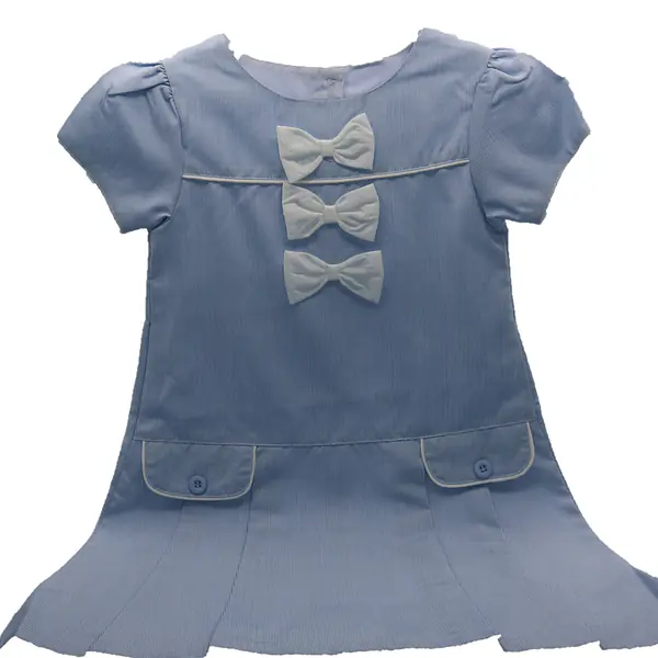 1006 Sky Blue Dress with 3 Bows 