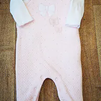 Pink & Cream Dungaree Set - Bows 20827