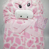  Fleece Wrap with Animal  Face 180 Pink