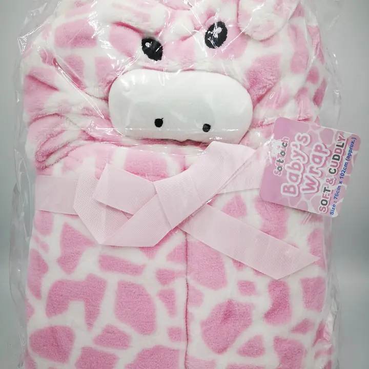  Fleece Wrap with Animal  Face 180 Pink