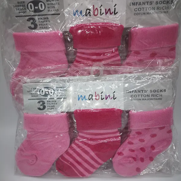 Socks - 3pk Headed Card-Pink