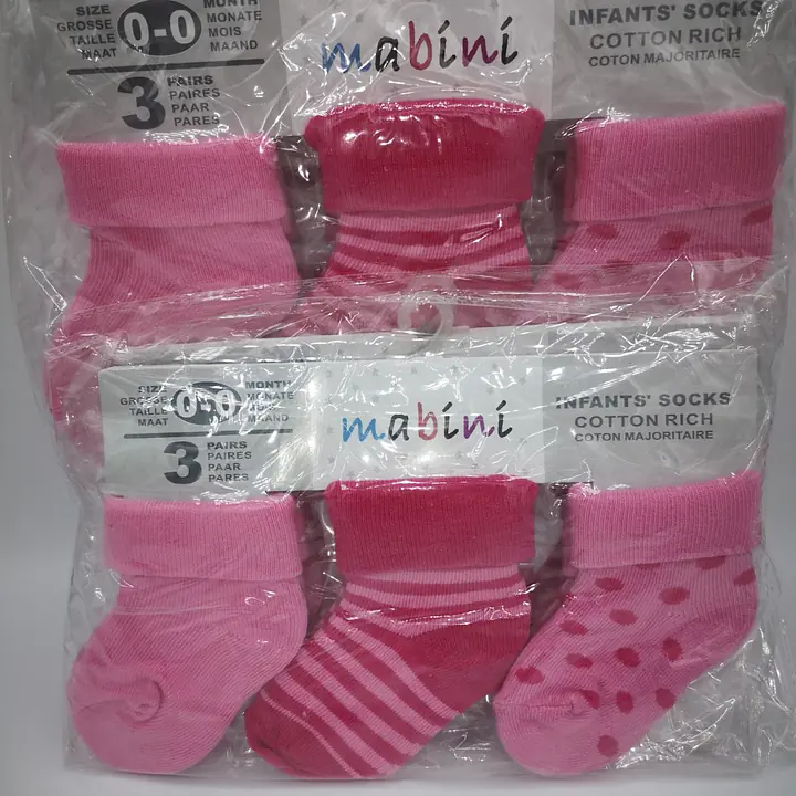 Socks - 3pk Headed Card-Pink