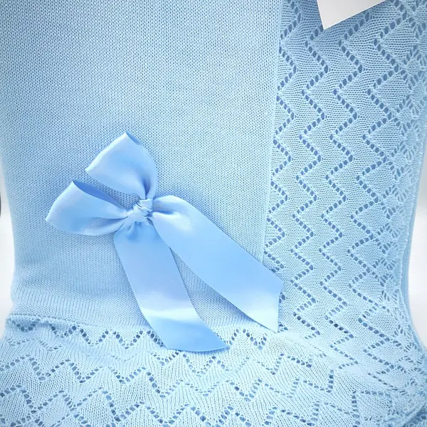  Shawl with Filigree Border & Ribbon-107 Blue