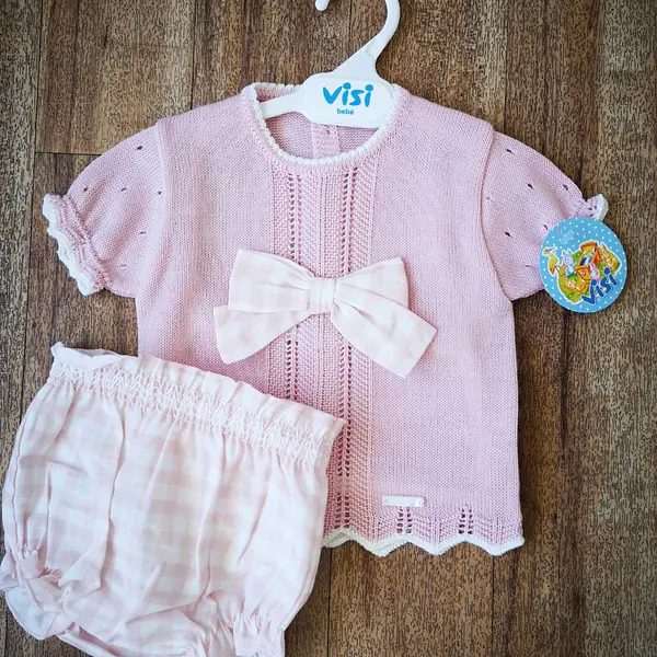 Cotton 2pc Romper Set -41231 -Rose Pink